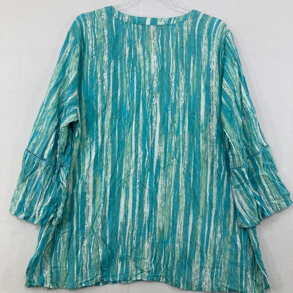 Gloria Vanderbilt size XXL Blue Abstract Split Neck Ultra Soft Comfy Popover Top - Picture 8 of 9